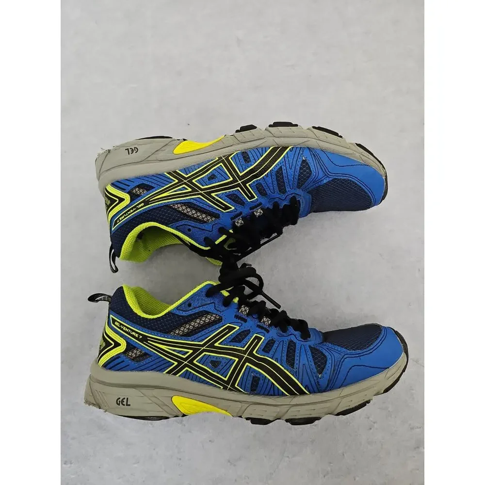 ASICS Kid's GEL-Venture 7 GS Running Shoes Blue/Black/Grey Size 6 Gym Sneakers